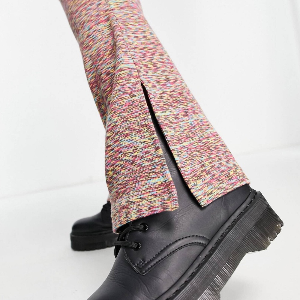 Space Dye Flared Pants With Split Hem - image 3